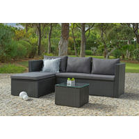 LOUNGEGARNITUR  145/207 cm  Stahl  - Dunkelgrau/Schwarz, MODERN, Glas/Kunststoff (145/207cm)
