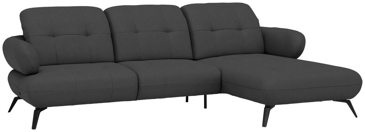 ECKSOFA Flachgewebe Anthrazit  - Anthrazit/Schwarz, Design, Textil/Metall (282/189cm) - Novel