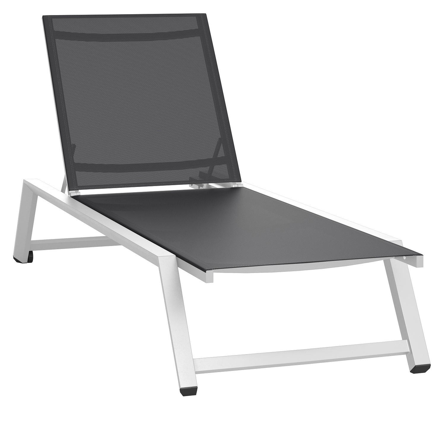 LEŽALJKA VRTNA  bijela, crna, srebrne boje  metal, tekstil      - bijela/srebrne boje, Moderno, metal/tekstil (200/70/33cm)