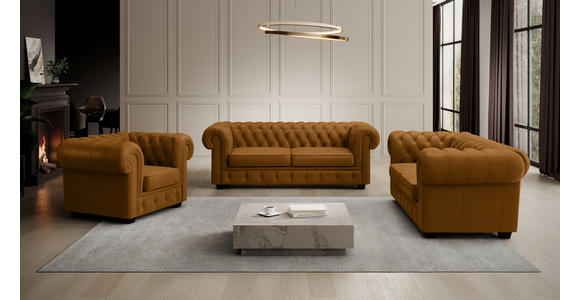 CHESTERFIELD-SESSEL - Wengefarben/Currygelb, LIFESTYLE, Holz/Textil (115/76,5/96cm) - Landscape