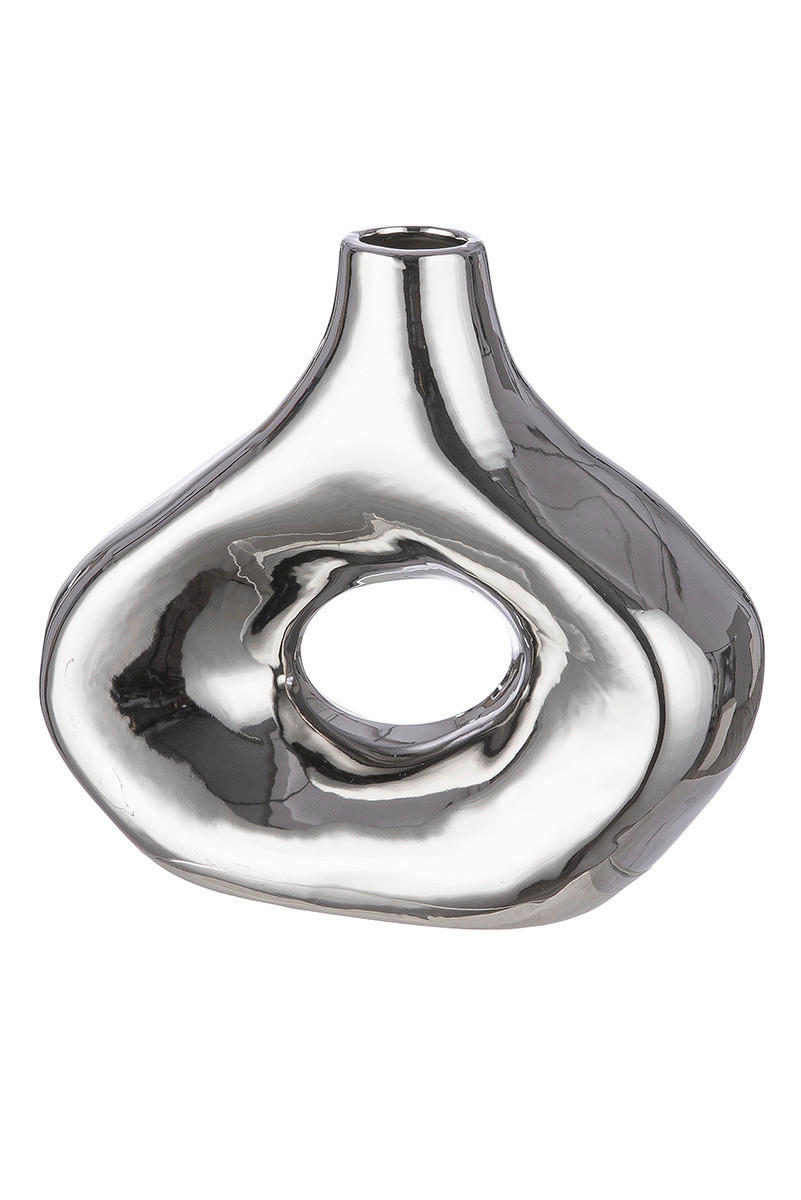VASE  - Silberfarben, Basics, Keramik (8,5/20,5/18,5cm)