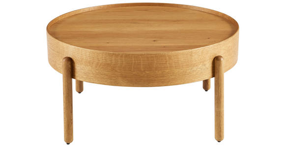 COUCHTISCH Eiche furniert, massiv 77/77/39 cm rund Eichefarben  - Eichefarben, Design, Holz/Holzwerkstoff (77/77/39cm) - Ambia Home