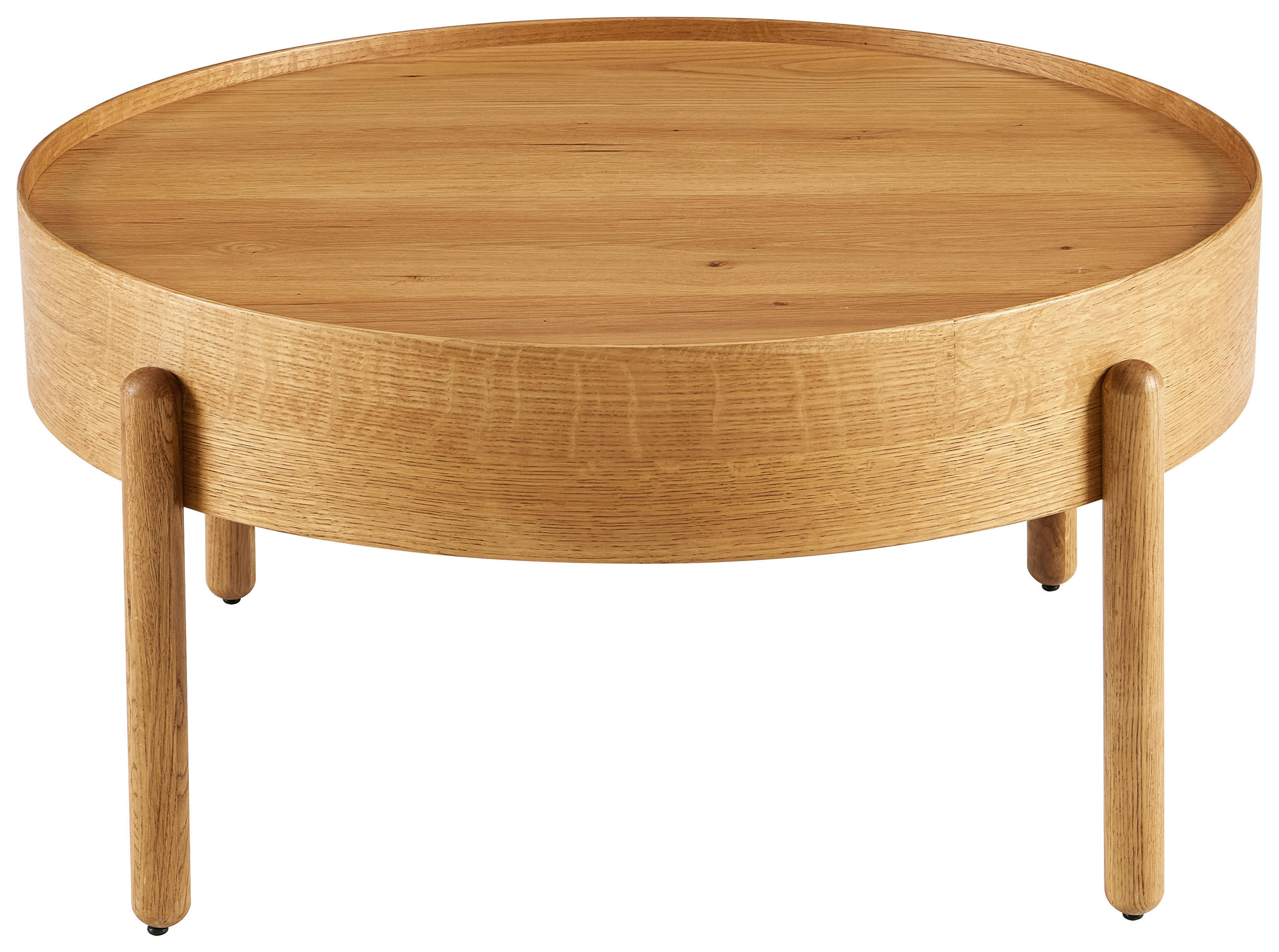 COUCHTISCH Eiche furniert, massiv 77/77/39 cm rund Eichefarben  - Eichefarben, Design, Holz/Holzwerkstoff (77/77/39cm) - Ambia Home