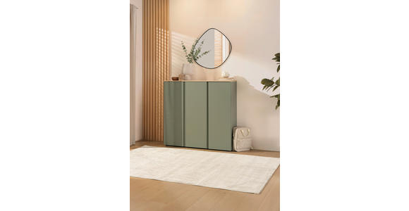 SCHUHSCHRANK 120,3/113,2/34 cm  - Eichefarben/Schwarz, Design, Holzwerkstoff/Kunststoff (120,3/113,2/34cm) - Voleo