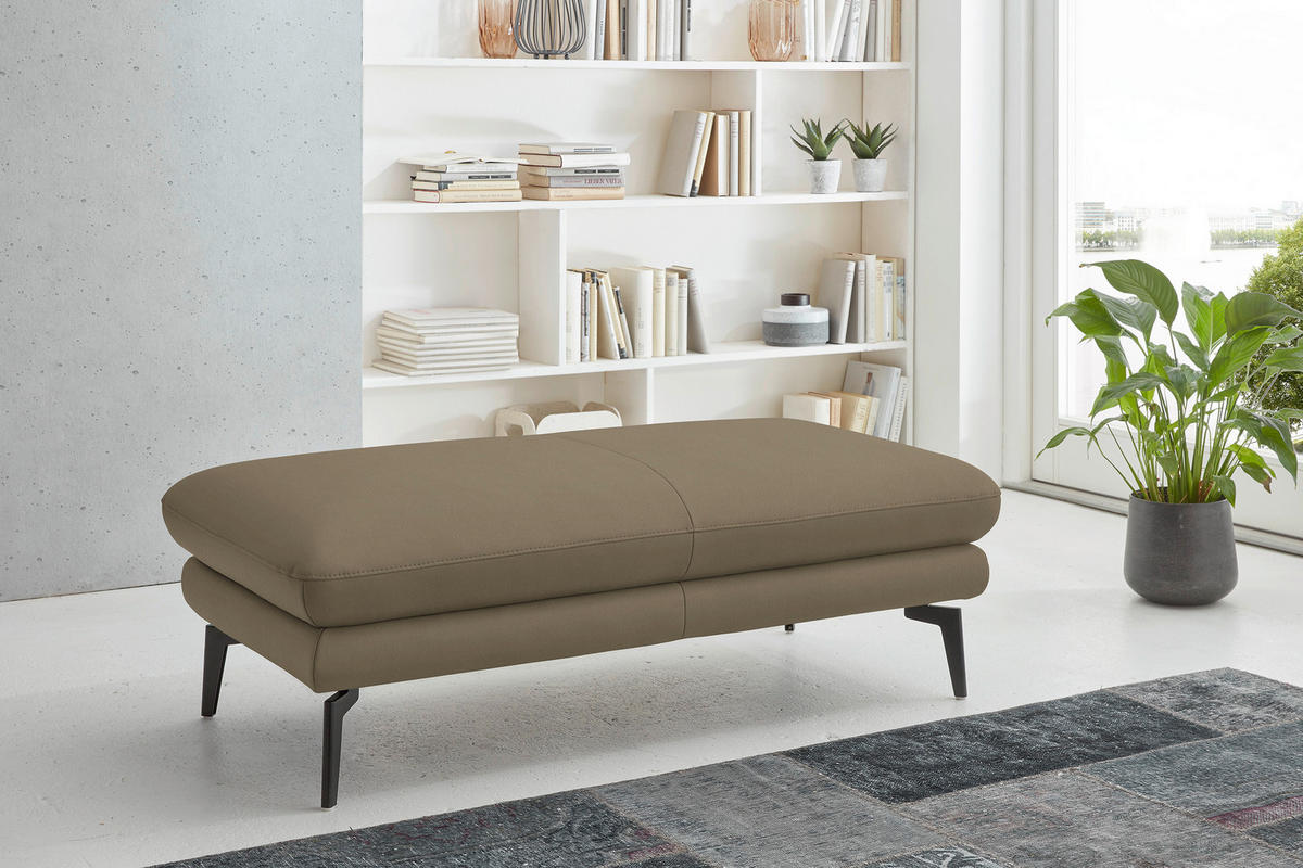 2,5-SITZER in Leder Beige  - Beige/Schwarz, Design, Leder/Metall (196/86/104cm) - Dieter Knoll