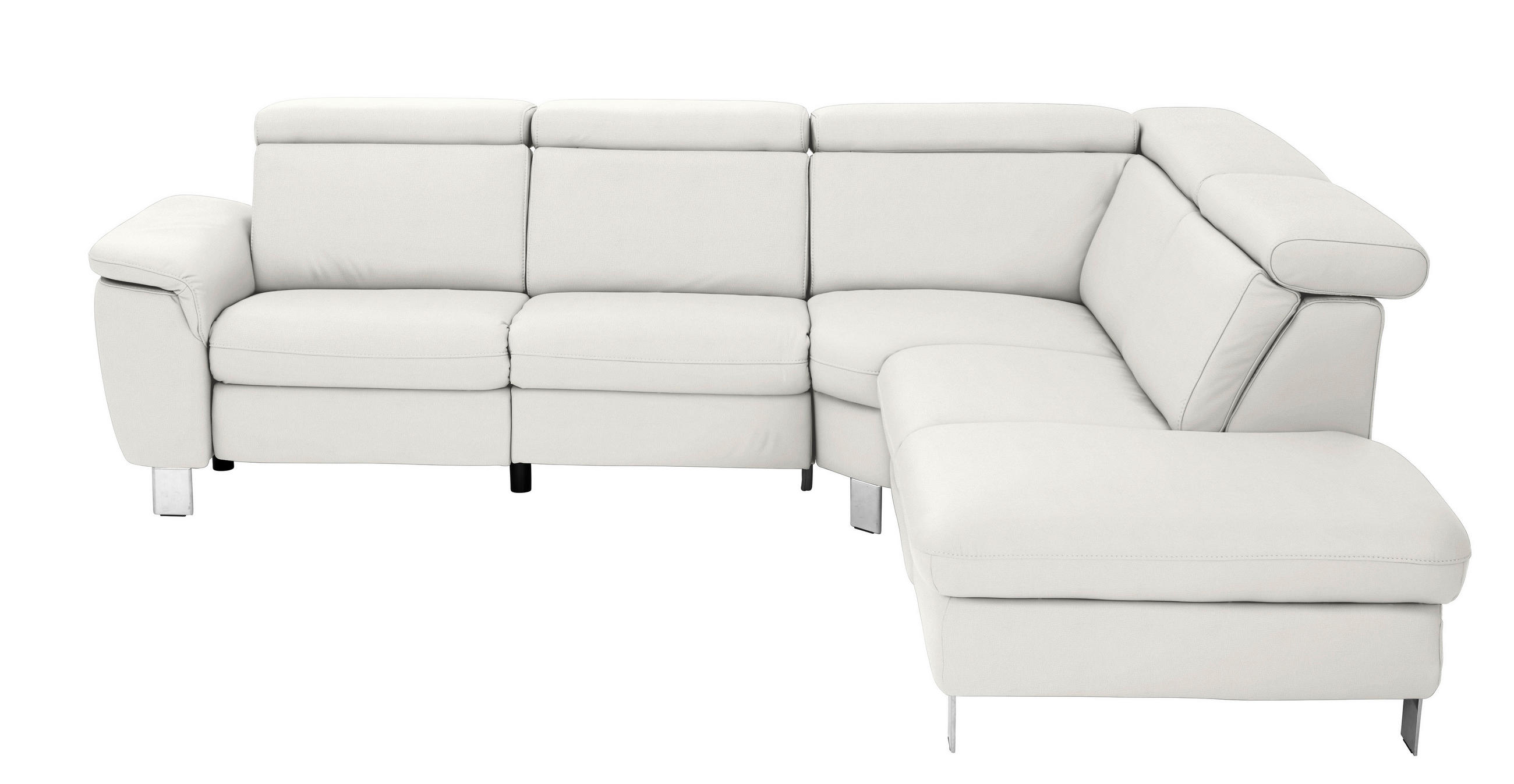 ECKSOFA in Echtleder Weiß  271/239 cm  - Alufarben/Weiß, Design, Leder/Metall (271/239cm) - Cantus