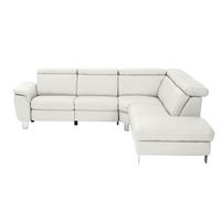 ECKSOFA in Echtleder Weiß  271/239 cm  - Alufarben/Weiß, Design, Leder/Metall (271/239cm) - Cantus
