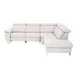 ECKSOFA in Echtleder Weiß  271/239 cm  - Alufarben/Weiß, Design, Leder/Metall (271/239cm) - Cantus