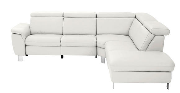 ECKSOFA in Echtleder Weiß 271/239 cm - Alufarben/Weiß, Design, Leder/Metall (271/239cm) - Cantus