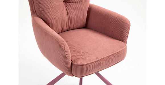 ARMLEHNSTUHL in Feincord - Rosa, Design, Textil/Metall (61/95/67cm) - Novel