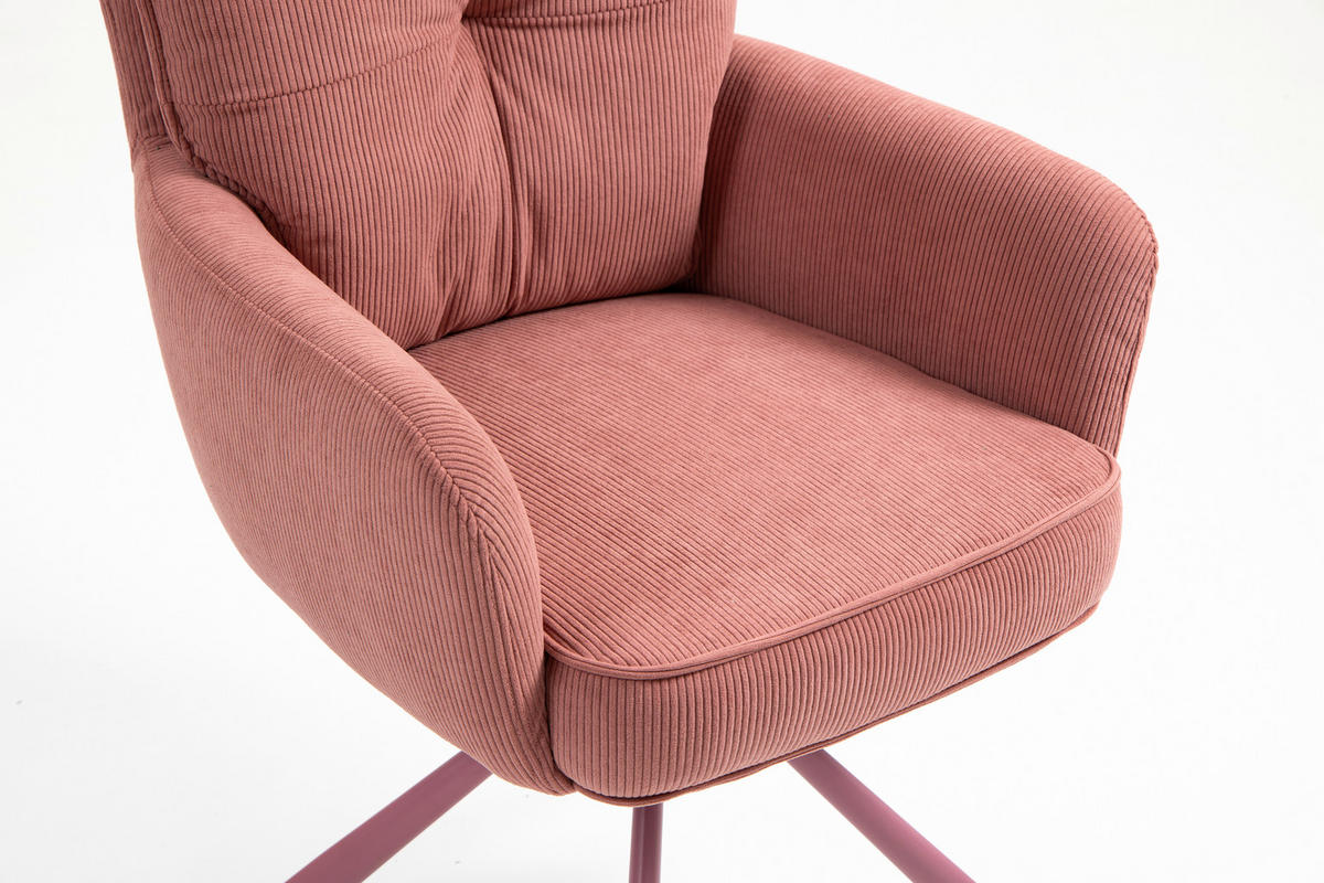 ARMLEHNSTUHL  in Feincord  - Rosa, Design, Textil/Metall (61/95/67cm) - Novel