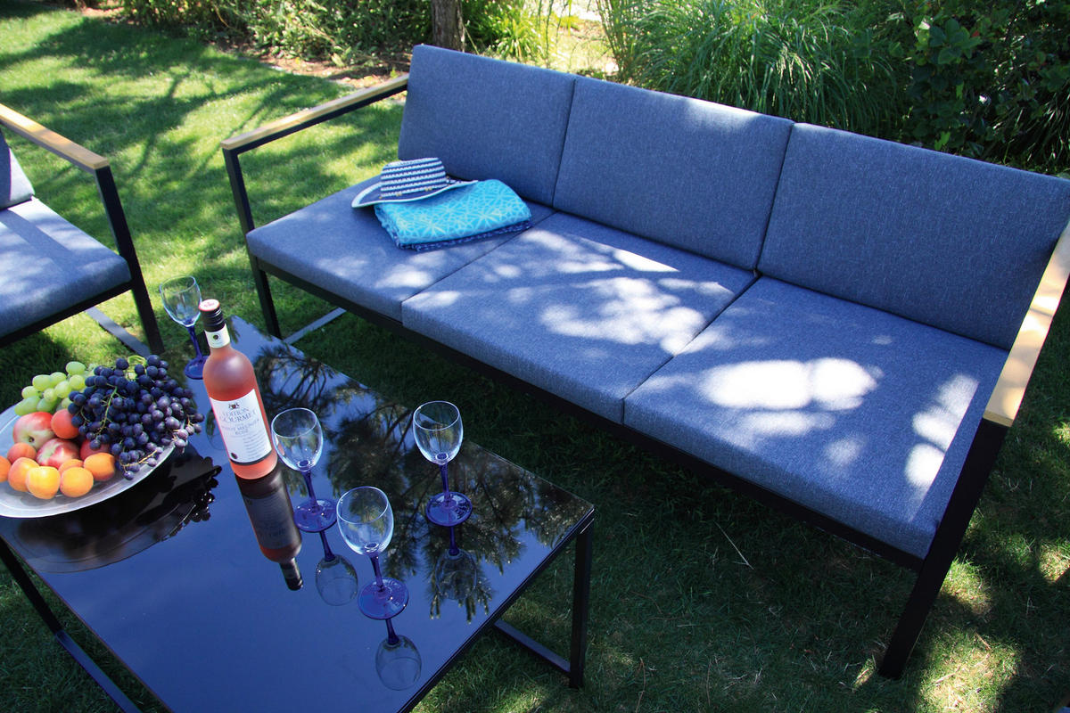 LOUNGEGARNITUR   Stahl  - Anthrazit, Basics, Textil/Metall - Acamp