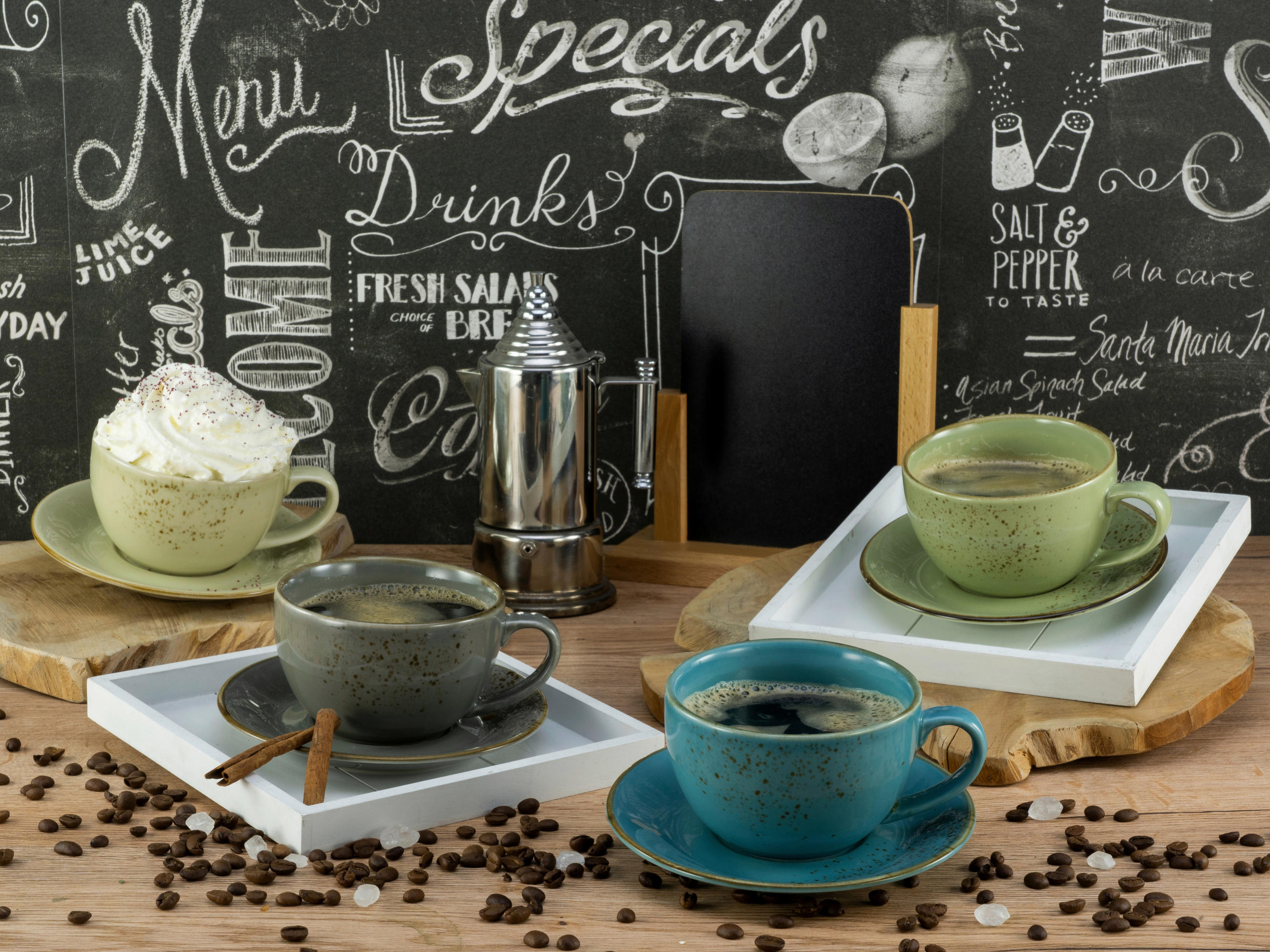 TASSENSET 8-teilig  - Blau/Beige, Trend, Keramik - Creatable