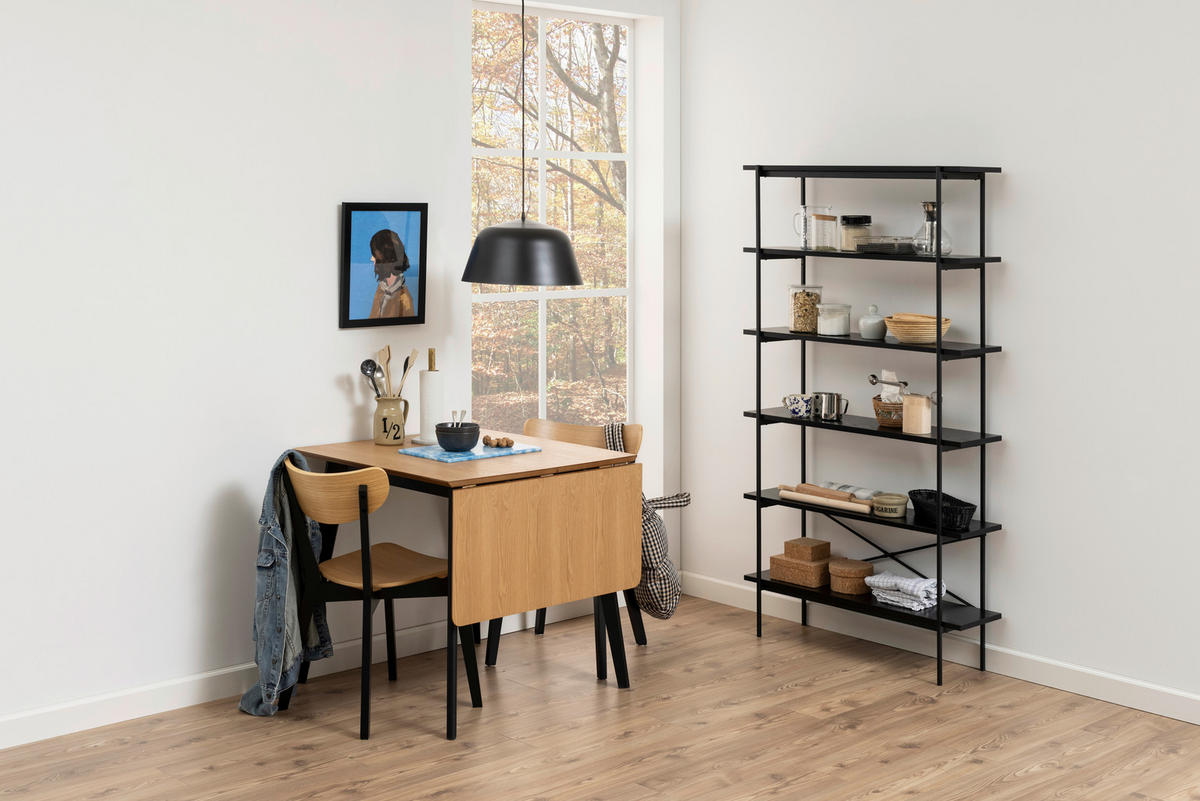 ESSTISCH Schwarz, Eichefarben  ausziehbar  - Eichefarben/Schwarz, KONVENTIONELL, Holz/Holzwerkstoff (80-120/76/80cm) - MID.YOU