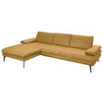ECKSOFA Beldomo Premium in Echtleder Gelb  180/310 cm  - Gelb/Schwarz, Design, Leder/Metall (180/310cm) - Dieter Knoll