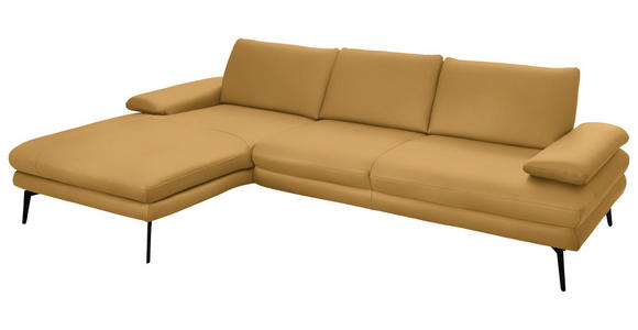 ECKSOFA Beldomo Premium in Echtleder Gelb  180/310 cm  - Gelb/Schwarz, Design, Leder/Metall (180/310cm) - Dieter Knoll
