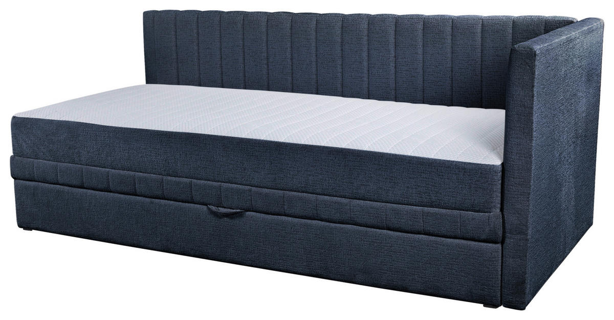 SCHLAFSOFA ROMA in Chenille, Jacquard Schwarz  - Schwarz, Design, Kunststoff/Textil (212/83/99cm) - MID.YOU