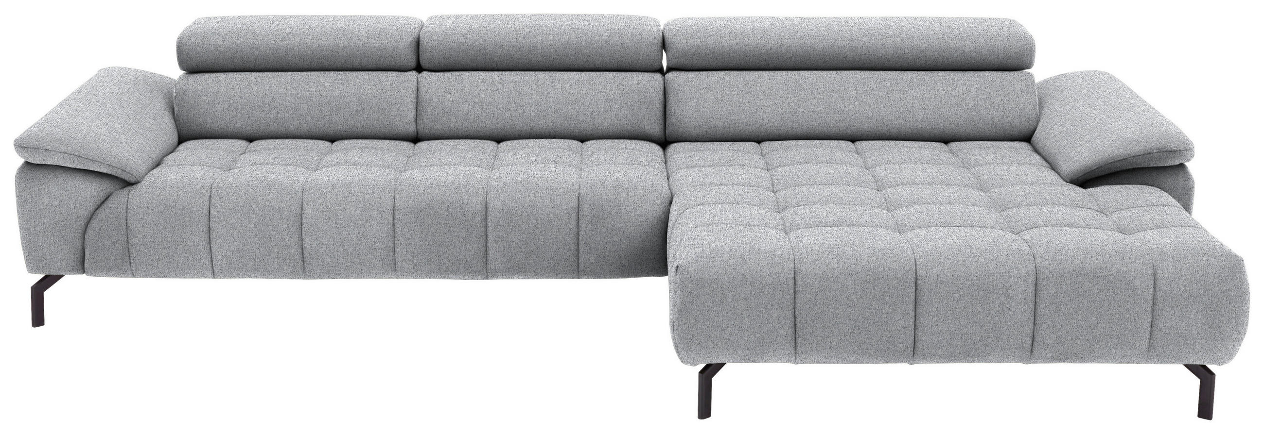 ECKSOFA in Webstoff Hellgrau  - Hellgrau/Schwarz, Design, Textil/Metall (329/190cm) - Beldomo Style