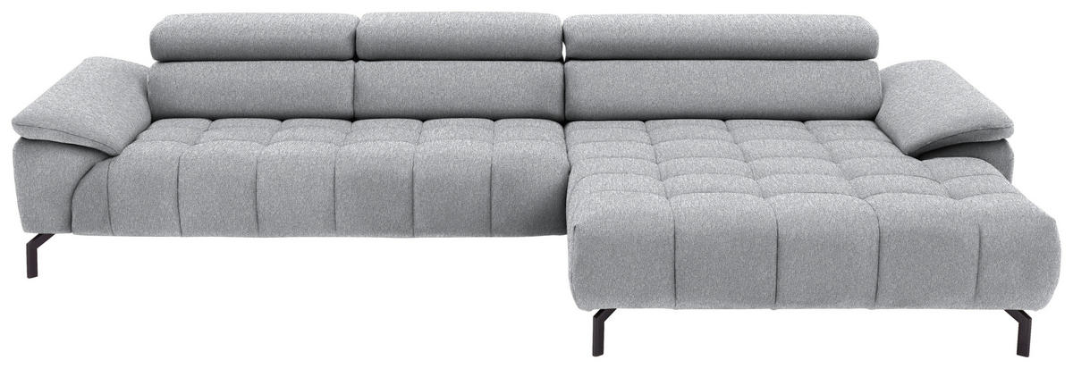 ECKSOFA in Webstoff Hellgrau  329/190 cm  - Hellgrau/Schwarz, Design, Textil/Metall (329/190cm) - Beldomo Style