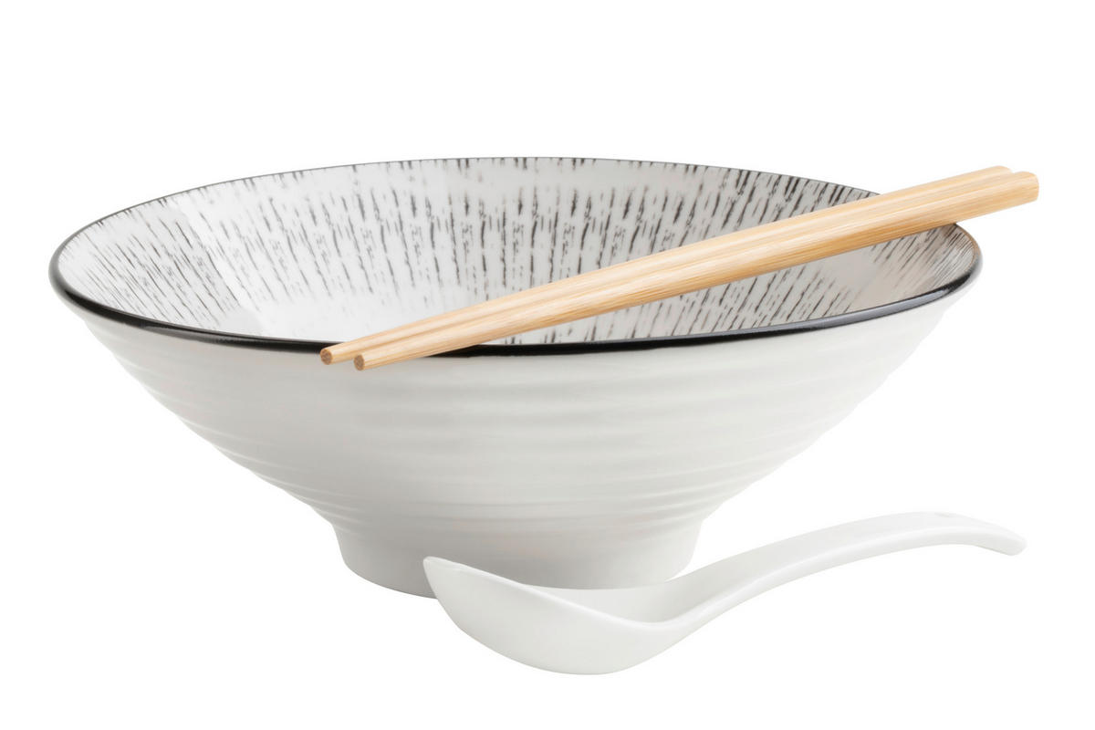 SKÅLSET 3 delar  - vit/svart, Basics, keramik (22,5/10/20,5cm) - Mäser