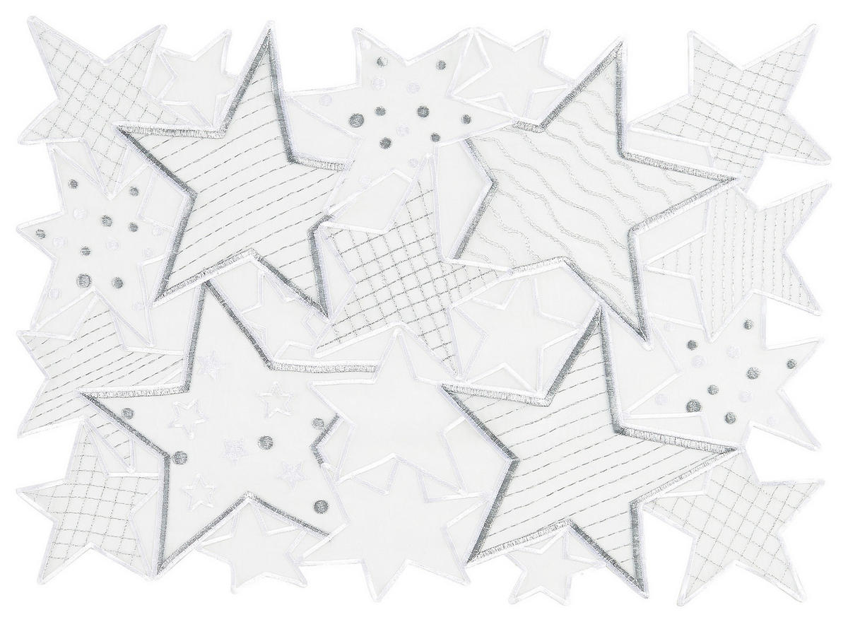TISCHSET Star Textil Webstoff Weiß 40/53 cm  - Weiß, KONVENTIONELL, Textil (40/53cm) - X-Mas