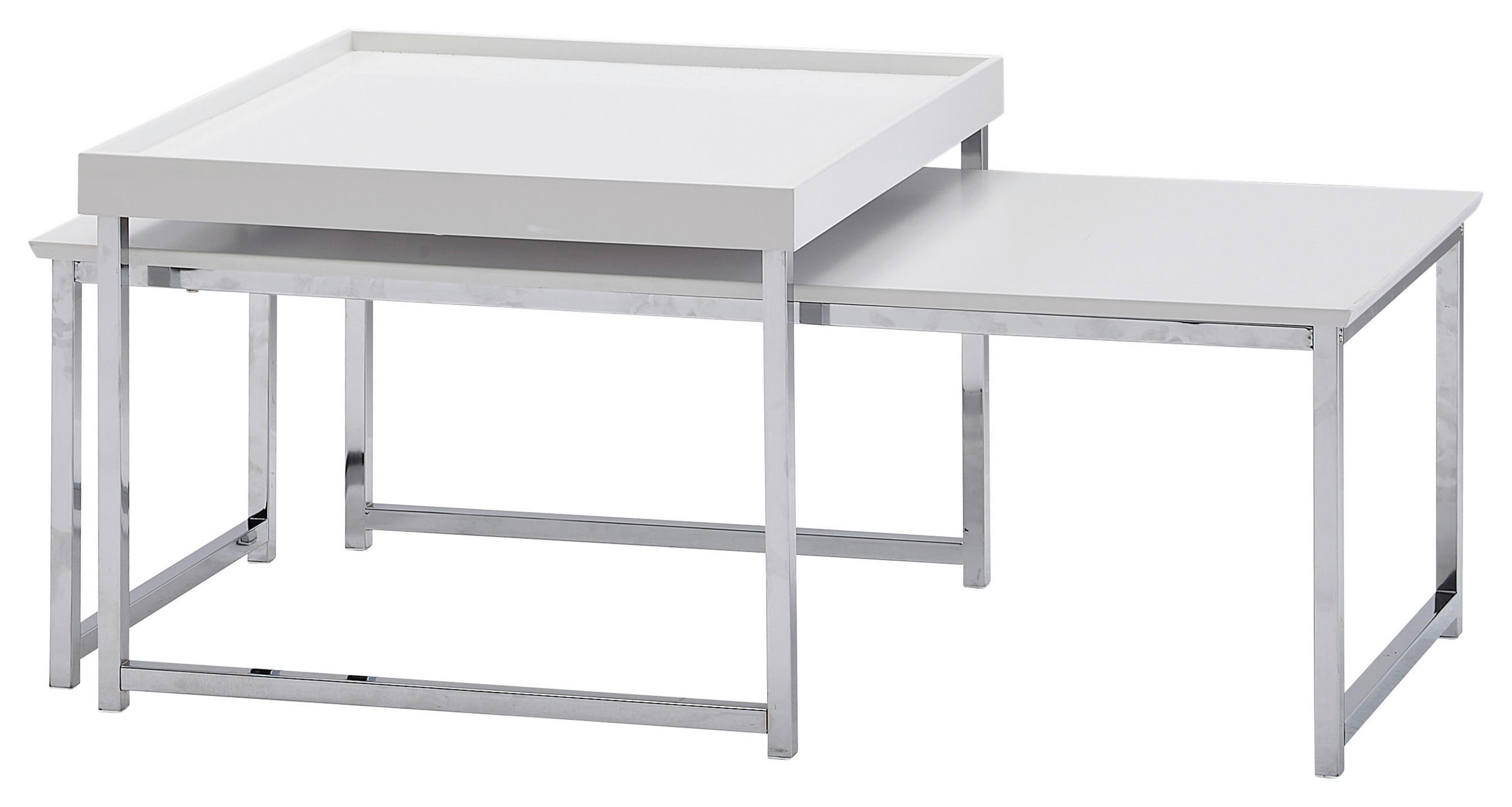 SATZTISCH Holzwerkstoff 110/37/48 cm  - Chromfarben/Weiss, Modern, Holzwerkstoff/Metall (110/37/48cm) - MID.YOU