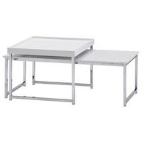 Set De Măsuțe Suprapuse din material pe bază de lemn, 110/37/48 cm - alb/culoare crom, Modern, metal/material pe bază de lemn (110/37/48cm) - MID.YOU