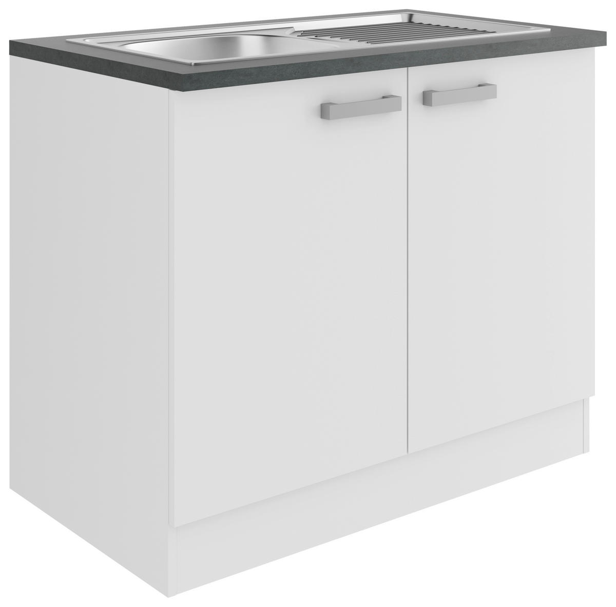 SPÜLENUNTERSCHRANK 100/84,8/60 cm  in Weiß  - Anthrazit/Alufarben, Basics, Holzwerkstoff/Metall (100/84,8/60cm) - Optifit