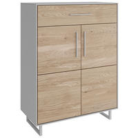 SCHUHSCHRANK Eiche massiv Kaschmir, Eiche Bianco  - Kaschmir/Eiche Bianco, Design, Holz/Holzwerkstoff (82/100/40cm) - Livetastic