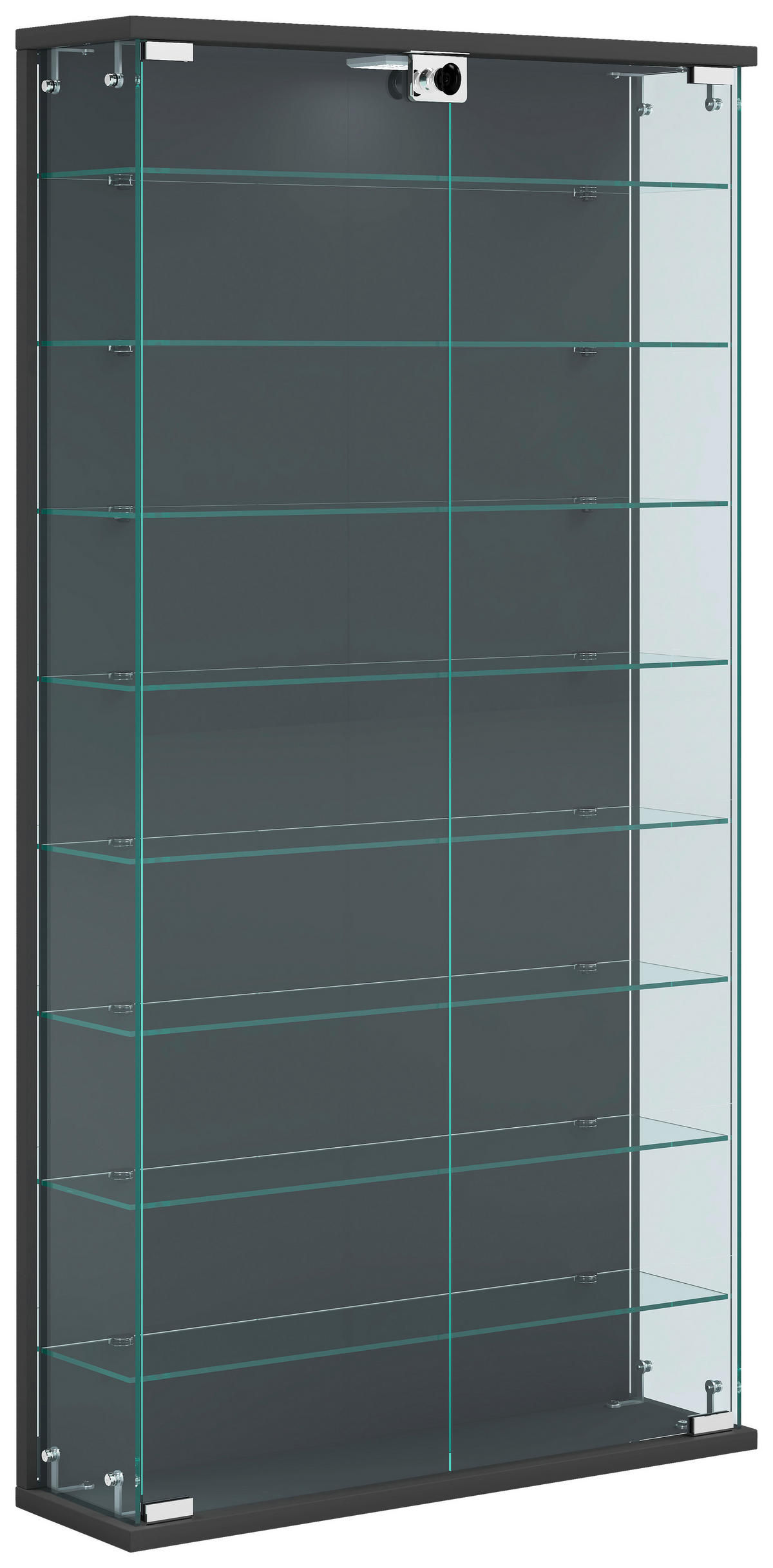 VITRINE in Anthrazit  - Transparent/Anthrazit, Design, Glas/Holzwerkstoff (59/114/17cm) - MID.YOU