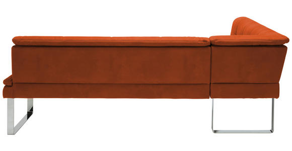ECKBANK 154/213 cm Mikrofaser Orange, Chromfarben Metall - Chromfarben/Beige, Design, Textil/Metall (154/213cm) - Novel