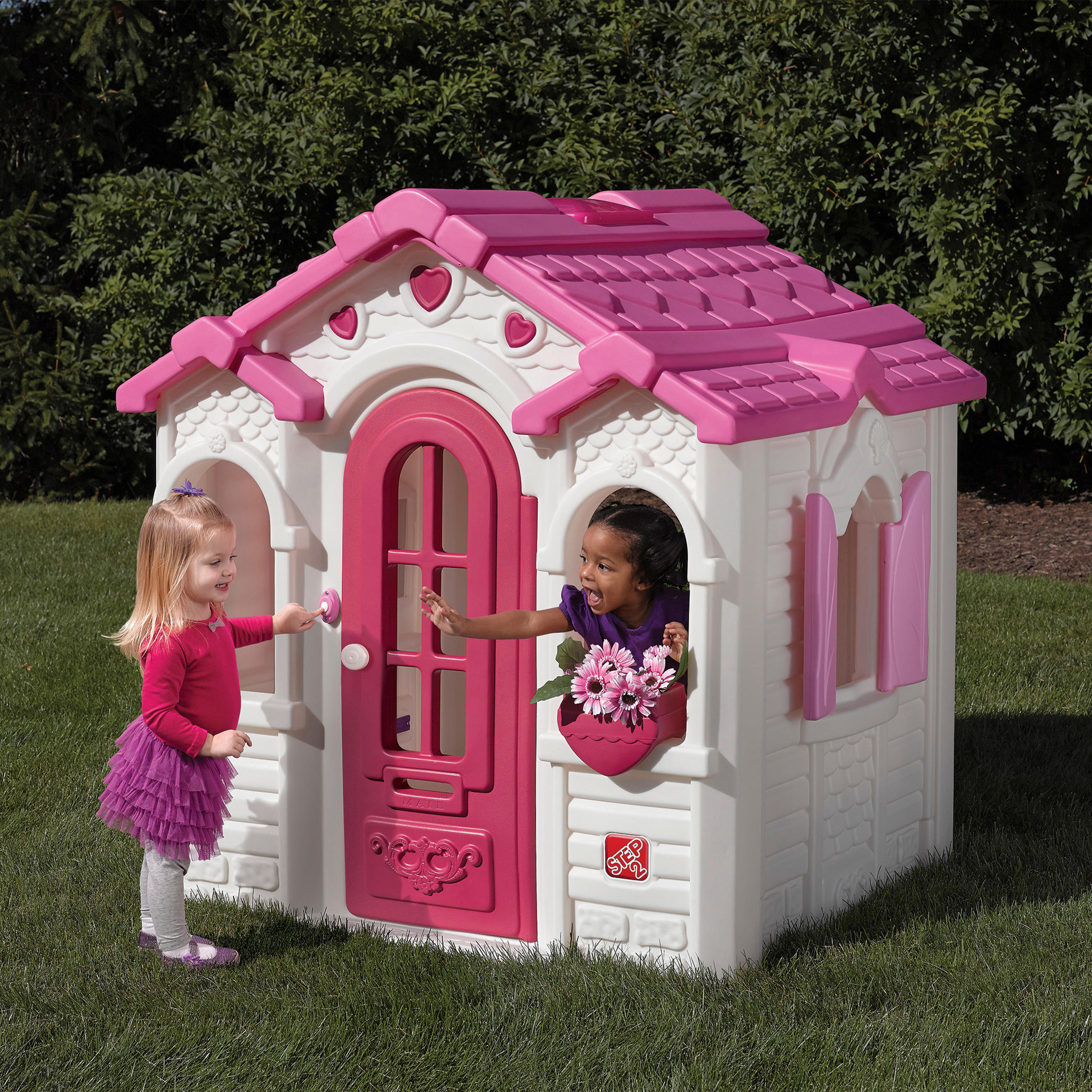 SPIELHAUS 119,38/147/135 cm  - Weiß/Rosa, KONVENTIONELL, Kunststoff (119,38/147/135cm) - Ambia Garden