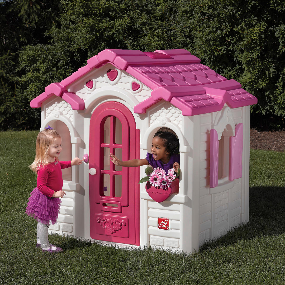 SPIELHAUS 119,38/147/135 cm  - Weiss/Rosa, Konventionell, Kunststoff (119,38/147/135cm)