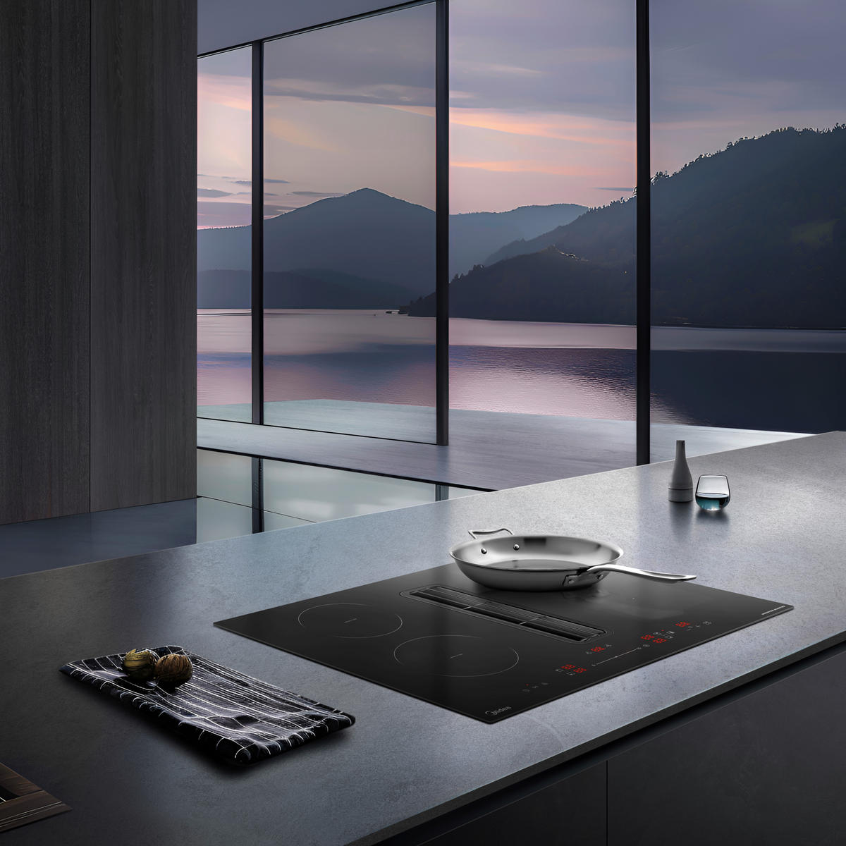 KOCHFELD-DUNSTABZUG-KOMBI MIH742FY18K1  - Schwarz, Basics, Glas/Kunststoff (80/23.7/52cm) - Midea