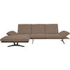 ECKSOFA in Flachgewebe Hellbraun  - Hellbraun/Schwarz, Design, Holz/Textil (159/314cm) - Dieter Knoll