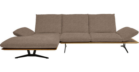 ECKSOFA in Flachgewebe Hellbraun  - Hellbraun/Schwarz, Design, Holz/Textil (159/314cm) - Dieter Knoll