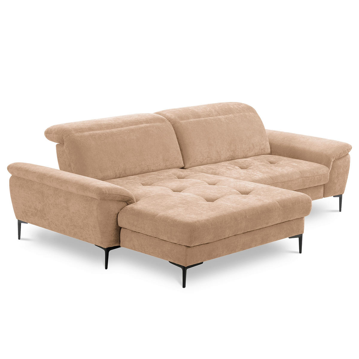 ECKSOFA 195/268 cm PRADO in Webstoff Rotbraun Bettkasten, Kopfteilverstellung, Sitztiefenverstellung  195/268 cm  - Rotbraun/Schwarz, Design, Textil/Metall (195/268cm) - Livetastic