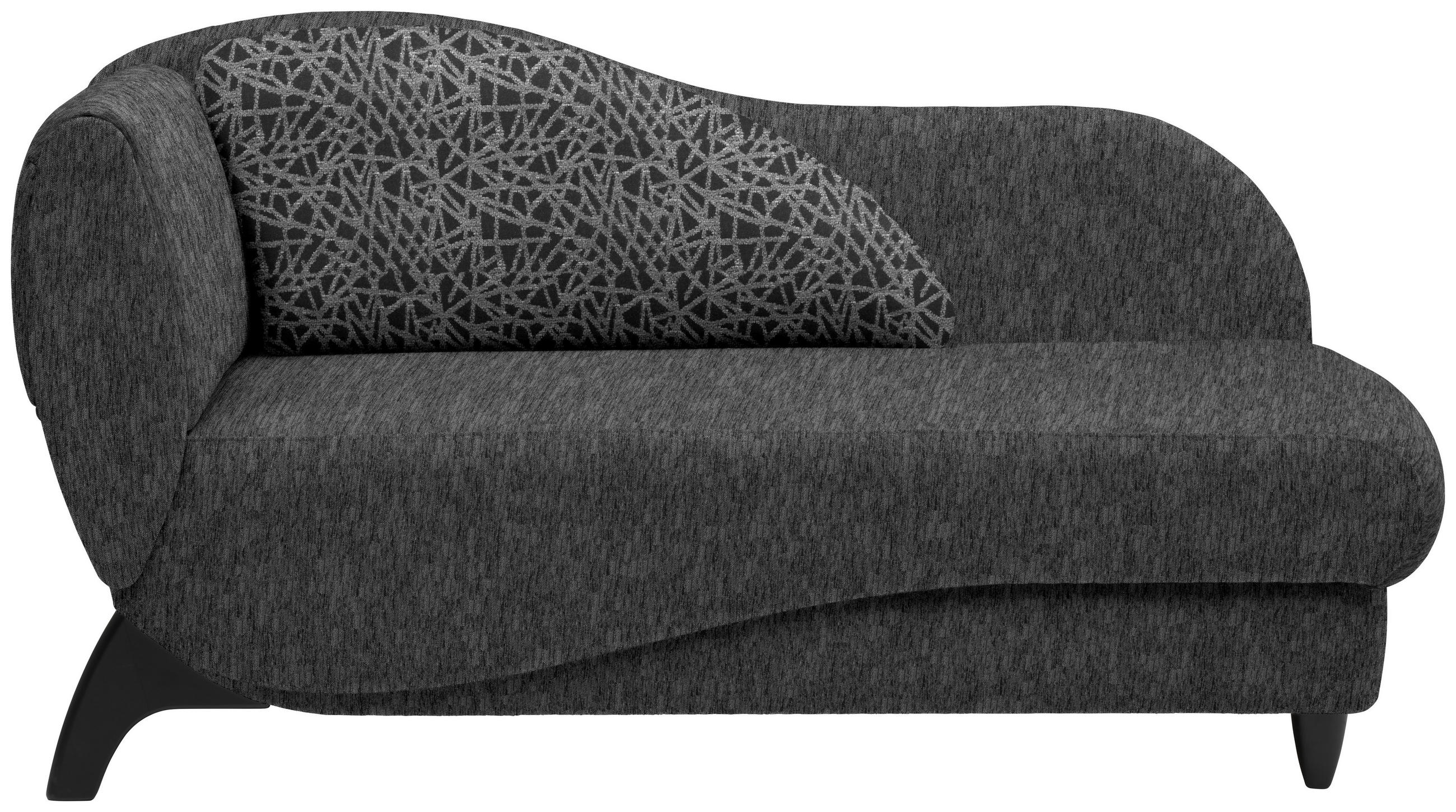 RÉCAMIERE in Webstoff Anthrazit  - Anthrazit/Schwarz, MODERN, Holz/Textil (171-190/87/84cm) - Joka