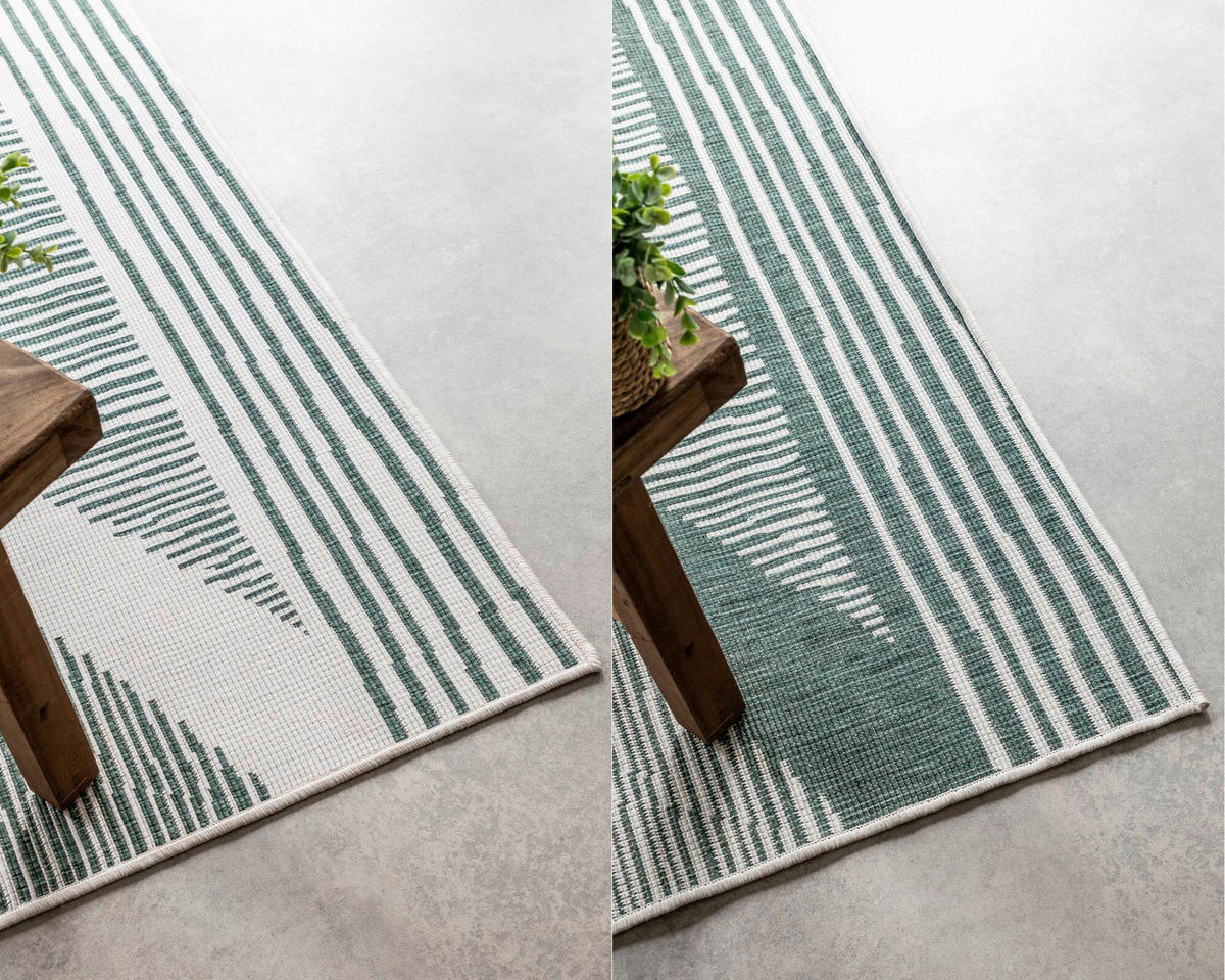 OUTDOORTEPPICH 80/150 cm Gemini Weiß, Dunkelgrün  - Dunkelgrün/Weiß, Design, Kunststoff (80/150cm)