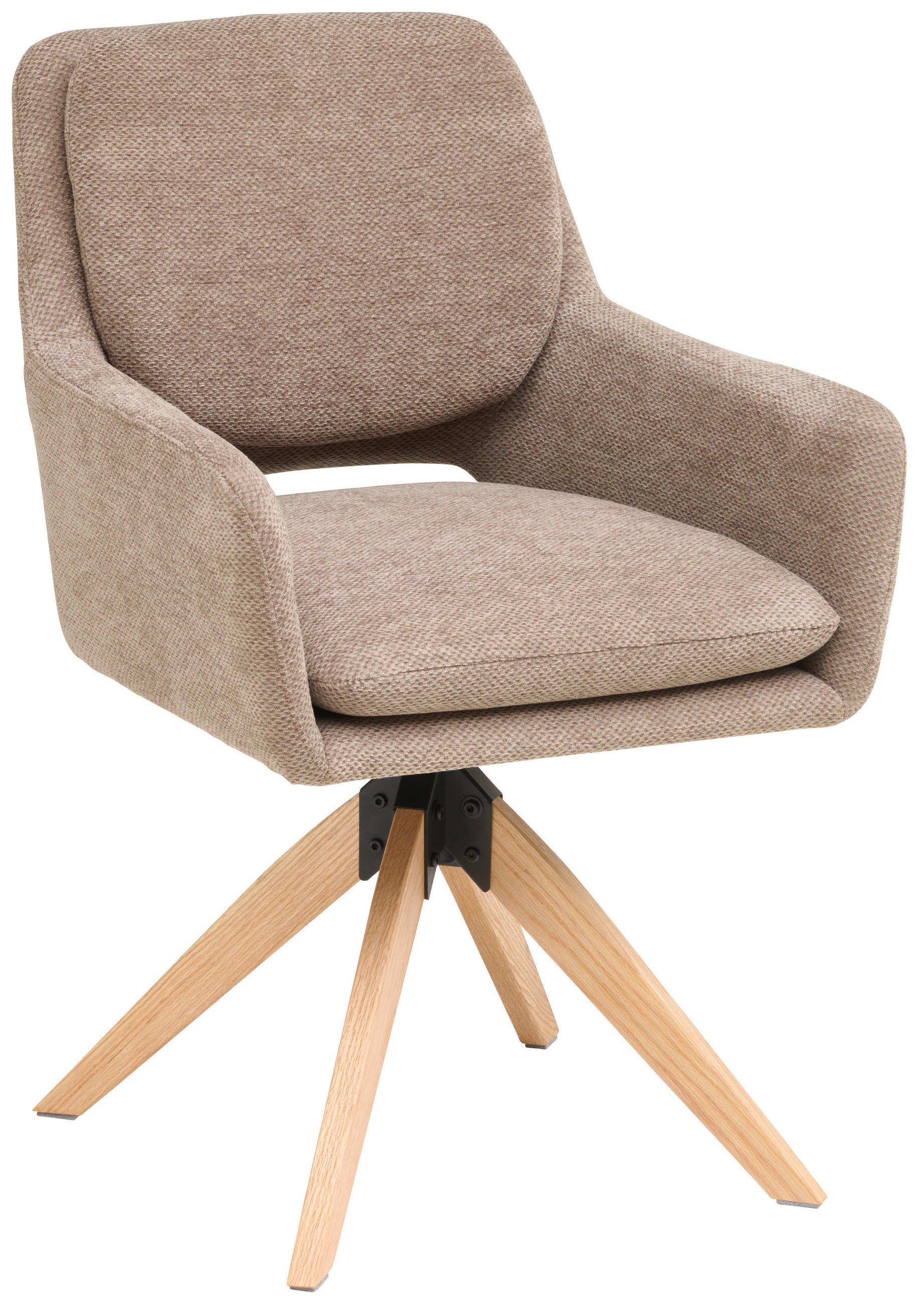 Scaun Cu Brațe din lemn, metal, textil, maro