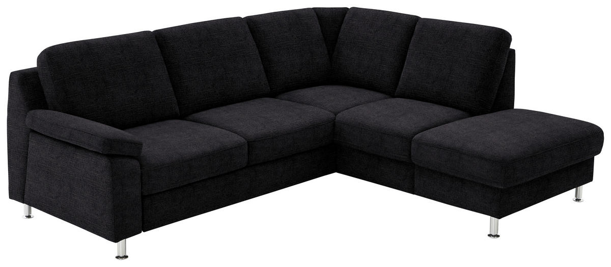 ECKSOFA in Webstoff Anthrazit  - Anthrazit/Alufarben, Konventionell, Textil/Metall (241/200cm) - Beldomo System