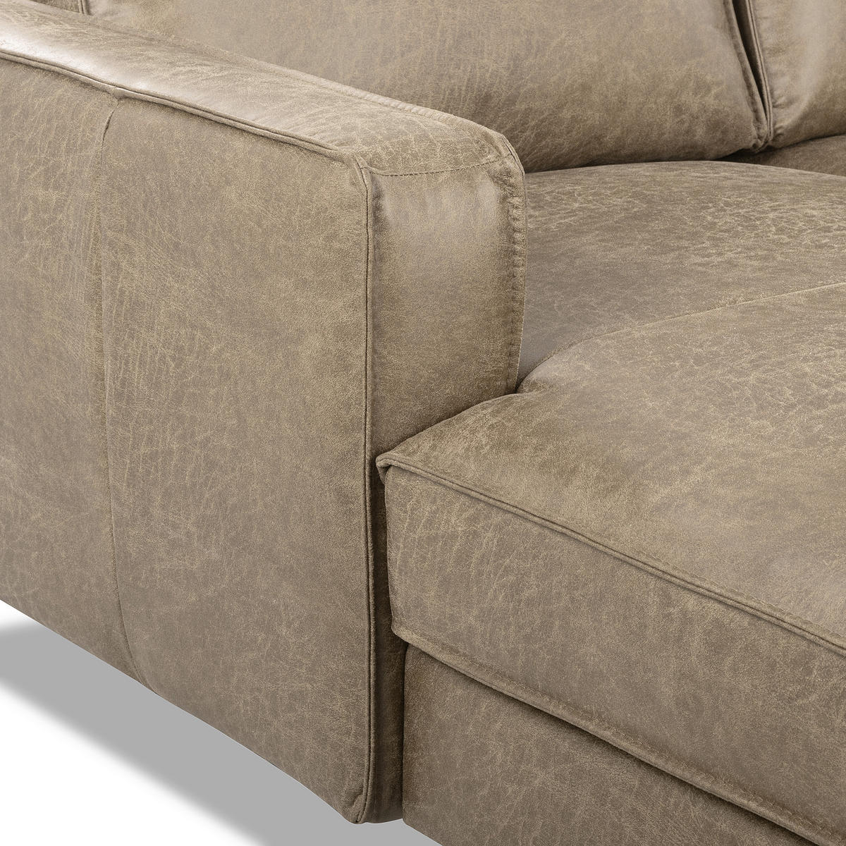 ECKSOFA Hellgrau Echtleder Lederlook Bettkasten, Schlaffunktion, Rücken echt  - Hellgrau/Schwarz, Design, Leder/Textil (166/238cm) - Livetastic