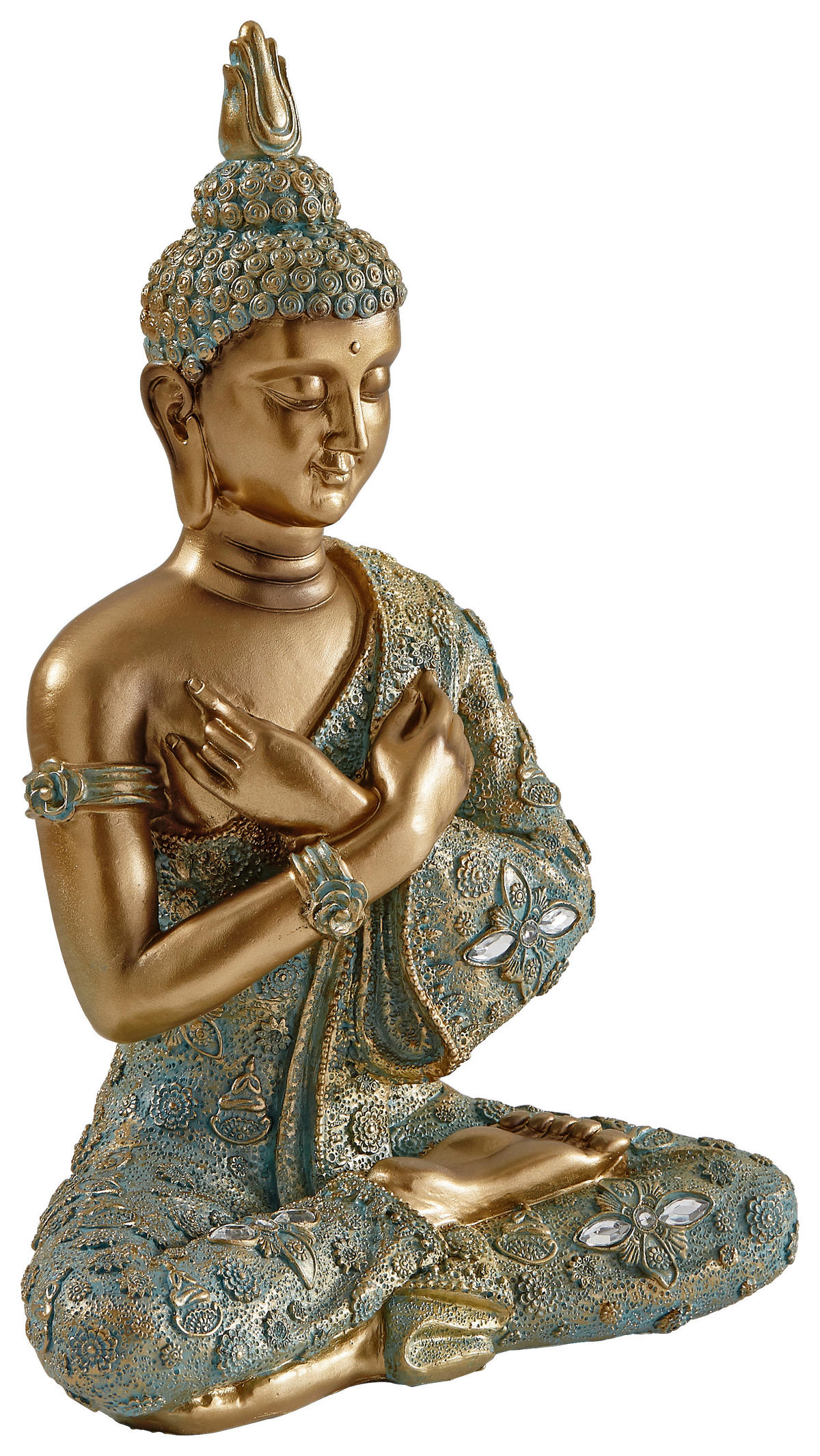 BUDDHA 23/33/14 cm  - Goldfarben/Naturfarben, LIFESTYLE, Kunststoff (23/33/14cm)