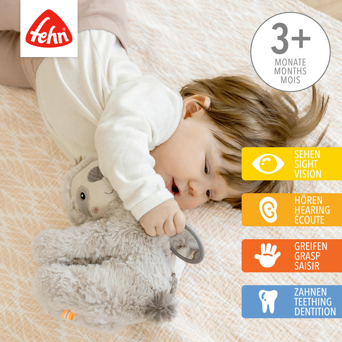 SPIELTIER Lazy, Craz Pink  - Hellgrau, Basics, Textil (24/22/6,5cm) - Fehn
