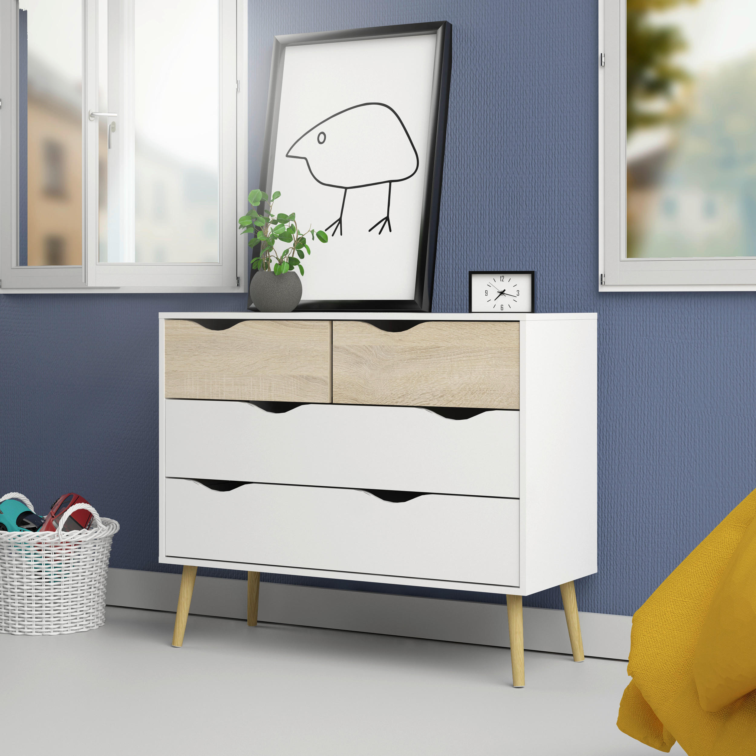 KOMMODE in 98,7/81,7/39,1 cm - Eichefarben/Weiß, Basics, Holz/Holzwerkstoff (98,7/81,7/39,1cm) - MID.YOU