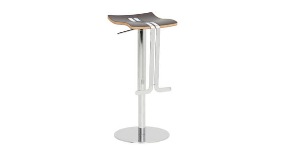BARHOCKER in Metall, Leder Chromfarben, Mokka - Chromfarben/Mokka, Design, Leder/Metall (36/58-85/34cm) - Novel