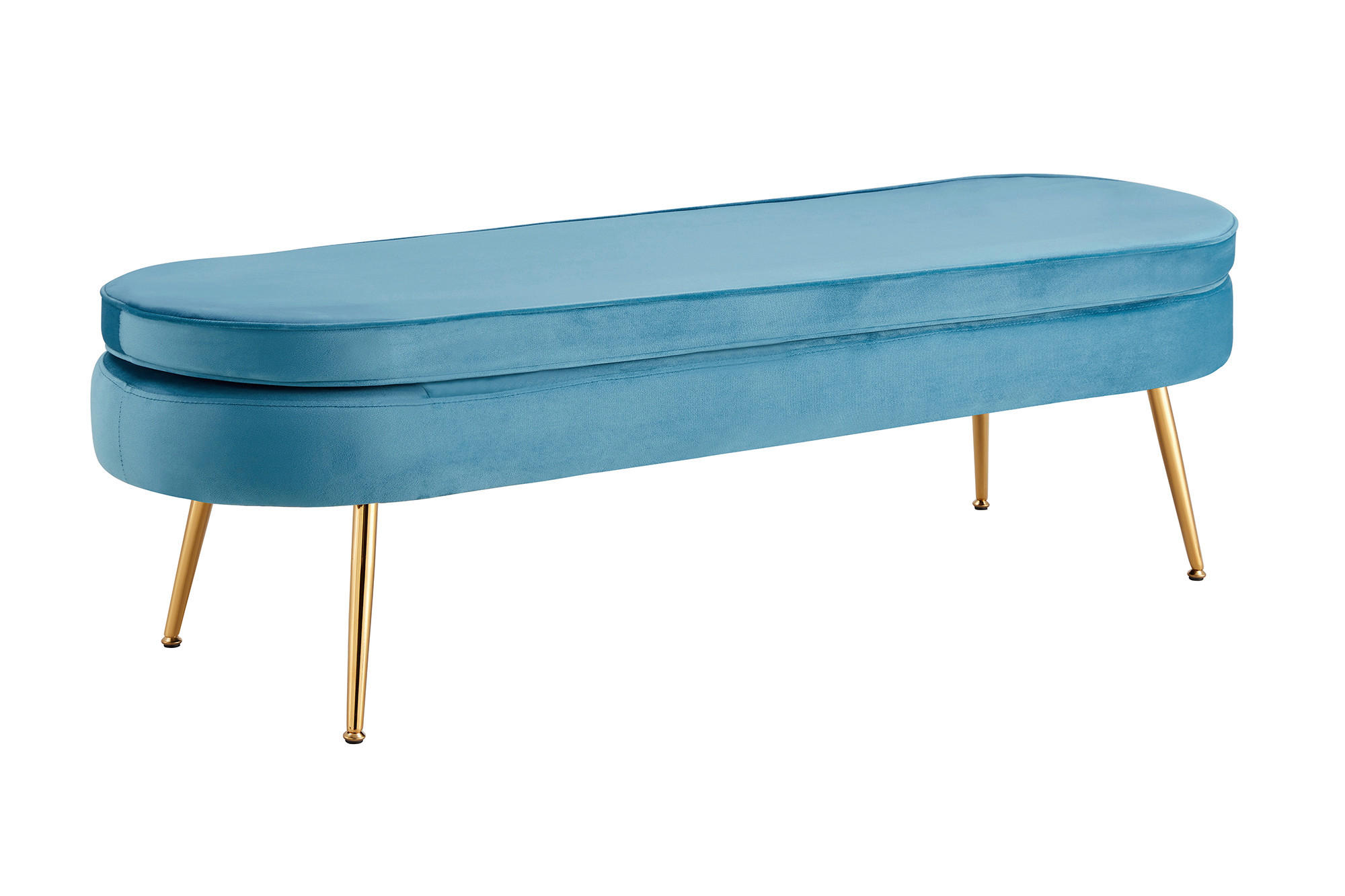 HOCKER in Textil Blau - Blau/Goldfarben, MODERN, Textil/Metall (142/41/45cm) - Livetastic