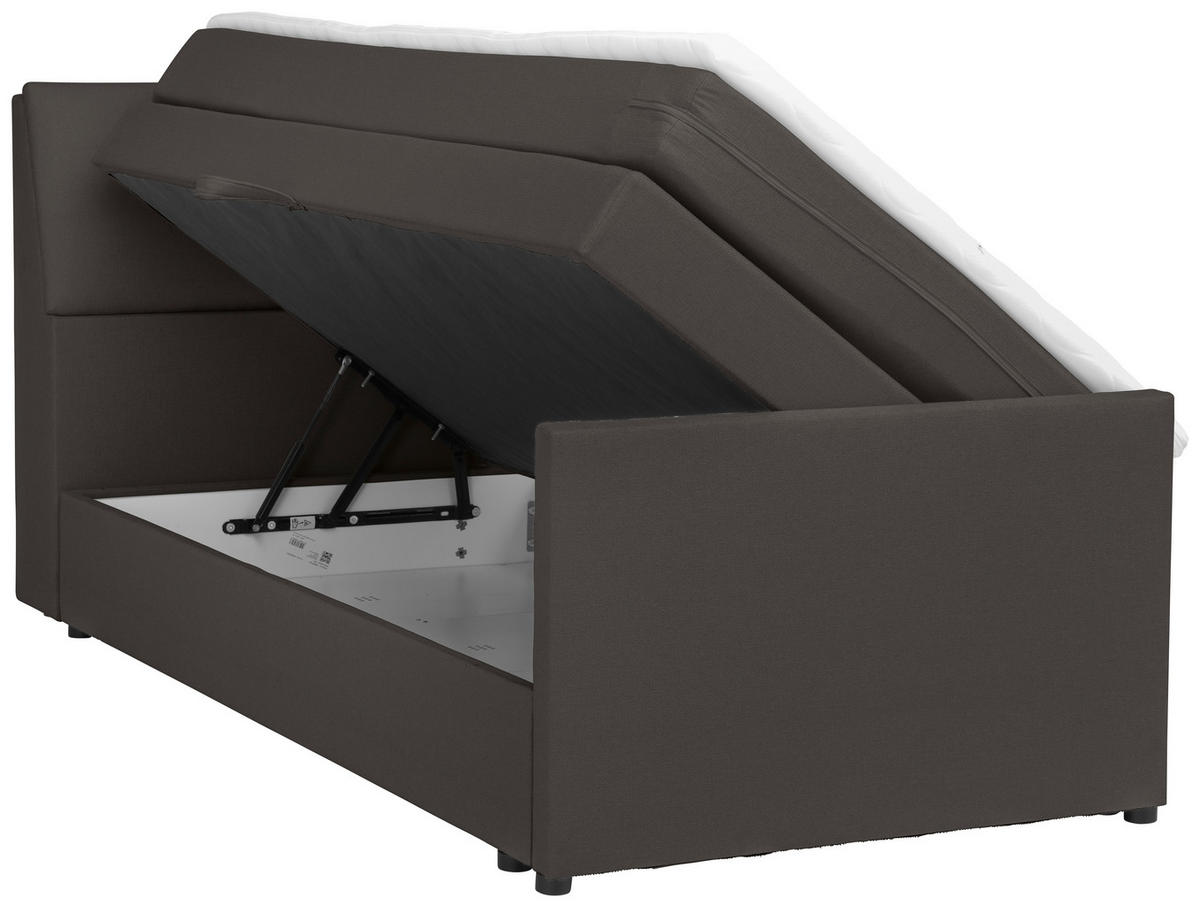 BOXSPRING-ÁGY 100/200 cm  grafitszürke  - grafitszürke/fekete, Modern, textil/fa (100/200cm) - MID.YOU