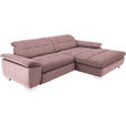 ECKSOFA in Mikrofaser Altrosa  - Chromfarben/Altrosa, Design, Textil/Metall (265/180cm) - Carryhome