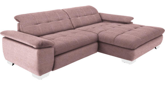 ECKSOFA in Mikrofaser Altrosa  - Chromfarben/Altrosa, Design, Textil/Metall (265/180cm) - Carryhome